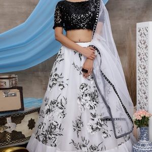 Black and white design lehenga size medium